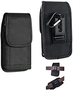 Black Tough Nylon Pouch Cell Phone Case Duty Metal Clip Holster+D Ring Hook For BLU DASH MUSIC 4.0 D272a (By All_instore)