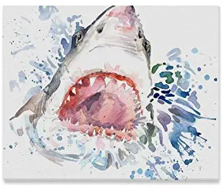 JTMOVING Wall Art Painting Shark Attack Tshirt Graphics Shark AttackPrints On Canvas The Picture Landscape Pictures Oil for Home Modern Decoration Print Decor for Living Room