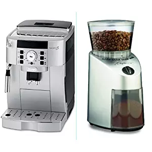 DeLonghi ECAM22110SB Compact Automatic Cappuccino, Latte and Espresso Machine and Capresso 560 Infinity Conical Burr Grinder, Brushed Silver Bundle