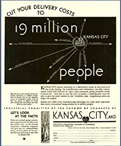 1931 AD for The Kansas City, MO. Chamber of Commerce Original Paper Ephemera Authentic Vintage Print Magazine Ad/Article