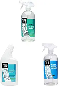 Better Life Natural Tub and Tile Cleaner, Tea Tree & Eucalyptus with Natural Toilet Bowl Cleaner and Natural Streak Free Glass Cleaner, Combo Pack