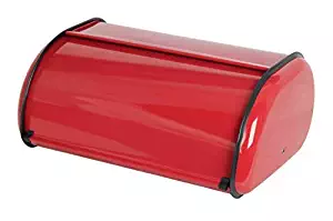 Home Basics Stainless Steel Bread Box with Roll Up Lid, For Easy Kitchen Counter Storage, Bread Bin Holder, Red