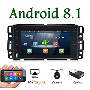 7" Android 7.1 Car Stereo DVD Player for GMC Chevy Silverado 1500 2012 GMC Sierra 2011 2010 7 inch Quad Core Double Din in Dash Touchscreen FM/AM Radio Receiver Navigation with Camera & Canbus