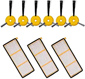 Revin-Sky 6 Side Brushes & 3 HEPA Filters Replacement Parts Kit Compatible with Shark ION Robot 750 720 RV750 RV720 Vacuum