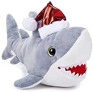 Winter Wonder Lane Plush Animated Jaws Shark in Santa Hat Sings and Dances