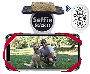 Dog Selfie Stick It with Pet & Pooch Treat Holder Attachment - From the Inventor of the Selfie Stick - Capture Priceless Moments with Your Pets Using the Hands-Free Bluetooth Camera (Red)