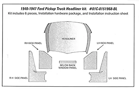 DENNIS CARPENTER FORD RESTORATION PARTS 1940-1947 Pickup Headliner Kit - Compatible with Ford