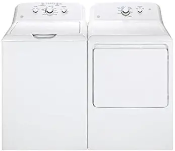 GE White Laundry Pair with GTW330ASKWW 27"" Top Load Washer and GTX33GASKWW 27"" Front Load Gas Dryer