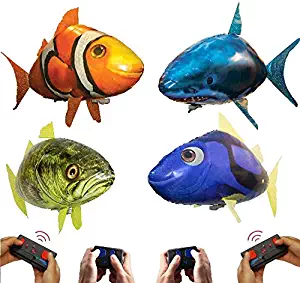 Air Swimmers AquAIRium 4-Pack: Flying Shark, Clownfish, Regal Tang, and Bass Fish