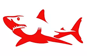 Auto Vynamics - BMPR-SHARK-8-GRED - Gloss Red Vinyl Detailed Swimming Shark Sticker / Decal - Open Mouth Design - 8-by-3.75-inches - (1) Piece Kit - Single Decal