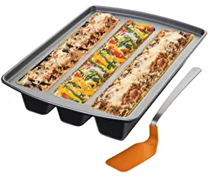 Chicago Metallic Lasagna Trio Pan, 12-Inch by 15-Inch by 3-Inch (11-1/2-Inch by 2-1/2-Inch Cavities)