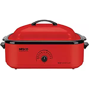 Nesco 4818-12 Classic Roaster Oven with Porcelain Cookwell, 18-Quart, Red by Nesco