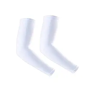 ACELIST 1 Pair Shooter Arms Sleeves UV Cooling Protection Copper Elbow Compression Sleeve Arm Supports for Women - White XL