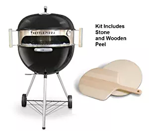 Made in USA KettlePizza Deluxe Pizza Oven Kit for Kettle Grills - Includes Stone and Wooden Peel, KPD-22