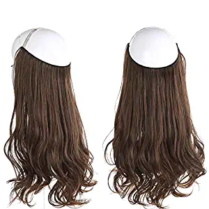 SARLA 14" 16" 18" 4.3oz Synthetic Wavy Halo Hair Extension Natural Hairpieces No Clip No Glue No Tape … (M03, 2-30 Ginger Brown)