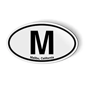 M Malibu California Oval - Flexible Magnet - Car Fridge Locker - 3.5"