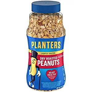 Planters Dry Roasted Peanuts, Dry Roasted, Lightly Salted, 16 Ounce (Pack of 12)