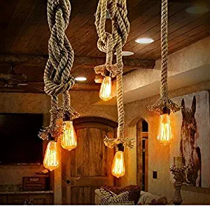 Borang Borang 1m 2 Head Vintage Thick Hemp Rope Industrial Ceiling Light Pendant E27 Base Lamp Cord
