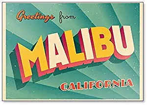 Vintage Touristic Illustration From Malibu, California Fridge Magnet