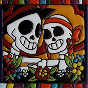 Fine Crafts Imports 6x6 Forever Yours. Day-of-The-Dead Clay Tile