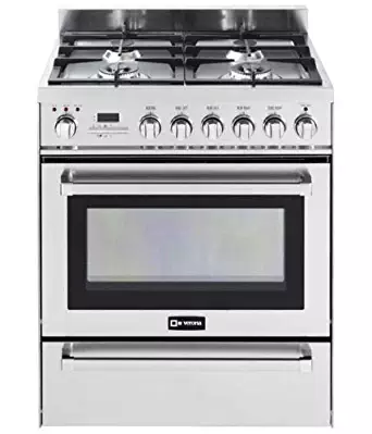 Verona VEFSGE304PSS 30" Pro Dual Fuel Range Oven 4 Burner Convection Warming Drawer Stainless Steel