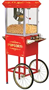 Elite Deluxe EPM-400 Maxi-Matic 8 Ounce Old-Fashioned Popcorn Popper Machine with Trolley, Red