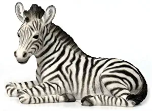 6.13 Inch Baby Zebra Kneeling Decorative Figurine, White and Black
