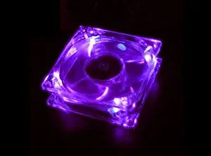 5 Stars Computer 80mm, 8cm Quad-4 Purple LED Computer Desktop PC Case Clear Cooling Fan, 3 and 4 pin connector with screws, Quiet and Silent