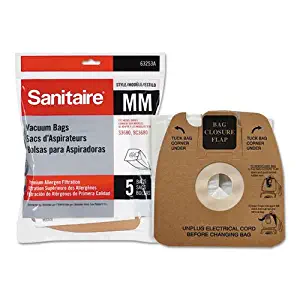 Top Vacuum Parts Sanitaire 63253A10 Style MM Disposable Dust Bags w/Allergen Filter for 3670G/SC3683A/SC3683B, 5/PK