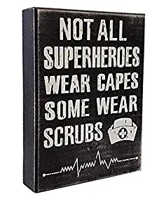 JennyGems - Not All SuperHeroes Wear Capes Some Wear Scrubs - Nurse Decor - Nurse Gift - Funny Sayings for Nurses - Nurse Signs - Nurse Gifts - Nurse Plaques - Shelf Knick Knacks