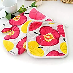 Lemoning, Cooking Cotton Microwave Oven Gloves Mitts Pot Pad Heat Proof Protected