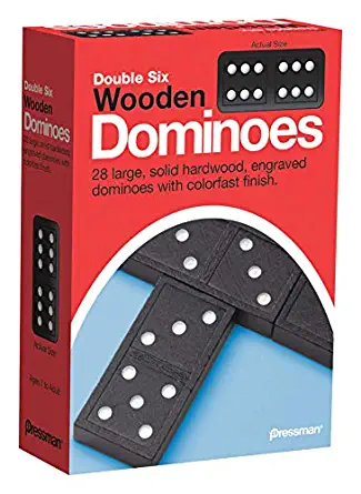Pressman Toy Double Six Wooden Dominoes, 28 Pieces