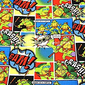 Lavenz 105X100cm Green Comic Patch Ninja Turtles Full Color Cotton Fabric for Baby Boy Clothes Hometextile Patchwork DIY-AFCK404