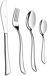 Royal 40-Piece Silverware Set &ndash; 18/10 Stainless Steel Utensils Forks Spoons Knives Set, Mirror Polished Cutlery Flatware Set - Curved Design