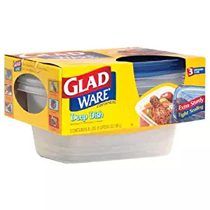GladWare Deep Dish Containers with Lids, 8 Cups (64 oz) 3 containers