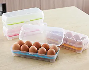 SPARIK ENJOY Eggs Dispenser, Holder for 10 Eggs, Clear acrylic egg storage (Blue)