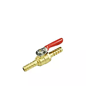 NIGO AN99 Series Forged Brass Mini Ball Valve, 5/16" Hose Barb x 5/16" Hose Barb, 180 Degree Operation Handle, Rated to 600WOG