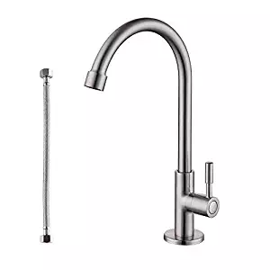 KES Lead-Free Kitchen Sink Faucet For Cold Water Only Single Handle Bar Modern Replacement Tap, Brushed Nickel, K8001A1LF-2