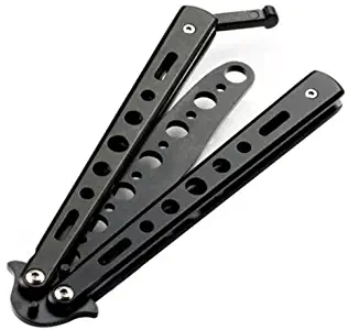 unbrand New Black Metal Butterfly Balisong Trainer Training Practice Dull Knife Tool