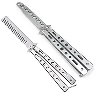 JOAZ Goods (2 Pack Practice Butterfly Knife with Spring Latch and Butterfly Knife Comb Trainer Combo