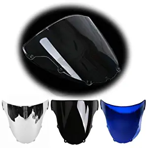 TX-CONSUMER- Motorcycle New Windshield Windscreen Dual Bubble For Kawasaki Ninja Zx6R Zx636 2003 2004 (Blue)