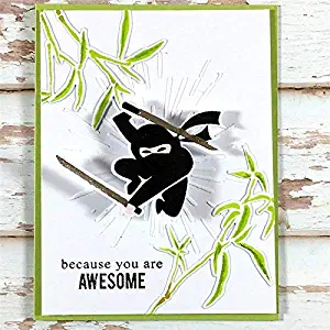 INKBLOO Ninja Dies and Stamps Martial Arts Metal Cutting Dies Clear Stamps Rubber for DIY Scrapbook Paper Card Crafts Diecuts