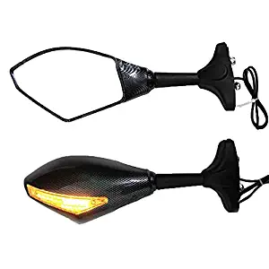 Motorcycle Turn Signals Rearview Mirrors LED Blinker For Honda CBR954RR Suzuki GSX-R Hayabusa Bandit Kawasaki Ninja 250R(Carbon)