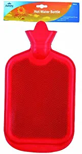 The Home Fusion Company 2L Hot Water Bottle Natural Ribbed Rubber BS Standards in Red Yellow or Blue (Blue)