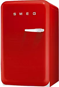 Smeg FAB5ULR 16" 50's Retro Style Series Compact Refrigerator with 1.5 cu. ft. Capacity Absorption Cooling Automatic Defrost LED Interior Lighting and Adjustable Shelves in Red with Left