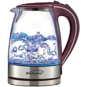 Brentwood Appliances KT-1900PR Tempered Glass Tea Kettles, 1.7-Liter, Purple