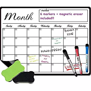 Dry Erase Monthly Calendar Set-Large Magnetic White Board Organizer for Kitchen Refrigerator-Best for Smart Planners