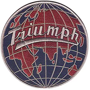 5" Triumph Automobile / Moyorcycle and Automobile GLOBE Style - Wax Backing - Merrowed Edge - Colorful Embroidered Patch
