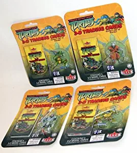 Vintage Teenage Mutant Ninja Turtles 3D Trading Cards with Collectible Leonardo Figure