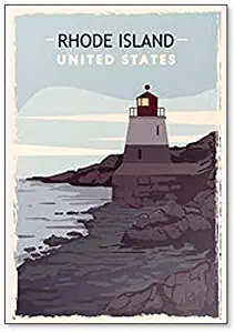 USA Rhode Island Lighthouse Travel Illustration Fridge Magnet